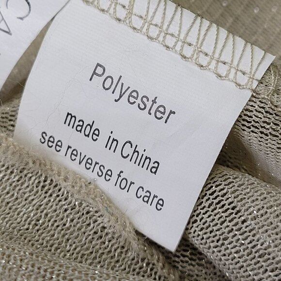 SHIMMERING elastic waist flare pleated long beige sheer skirt size L - Picture 7 of 11